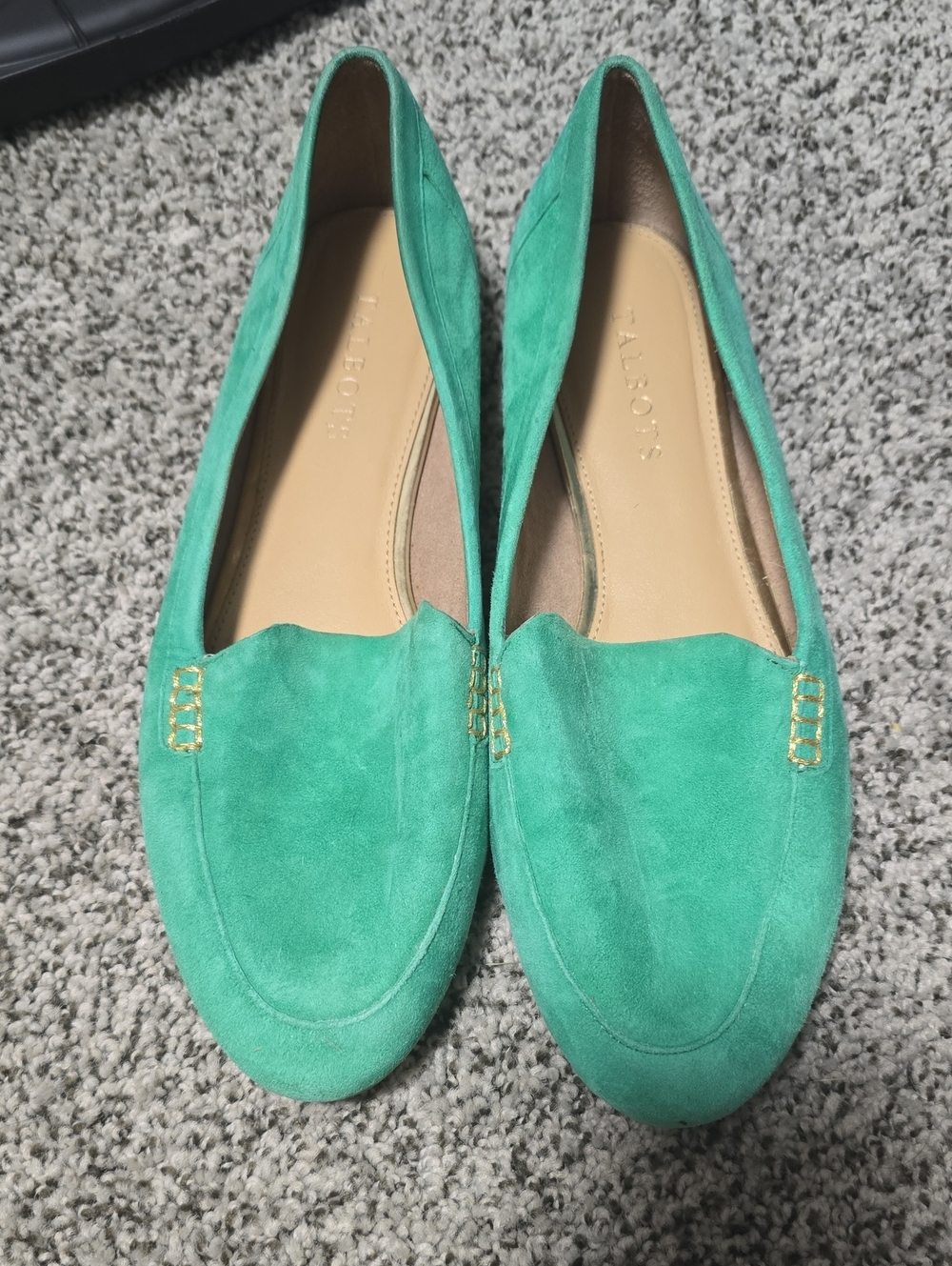 Talbots Emerald Green Suede Slip-On Loafers